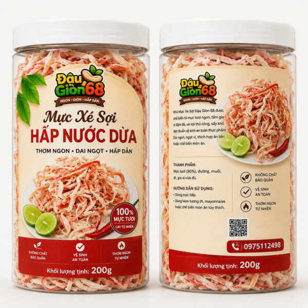 Mực Xé Sợi Hấp Nước Dừa